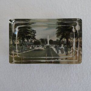 Vintage Paperweight Ashtray Trinket Dish Glass Picture of National Mall DC